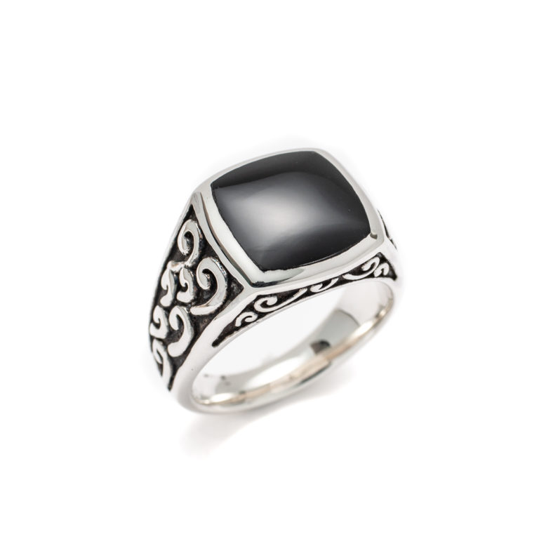 Elements Black Onyx Signet Ring