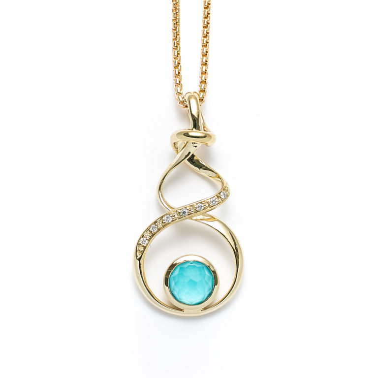 Laguna Ciega Ribbon Diamond & Gold Necklace