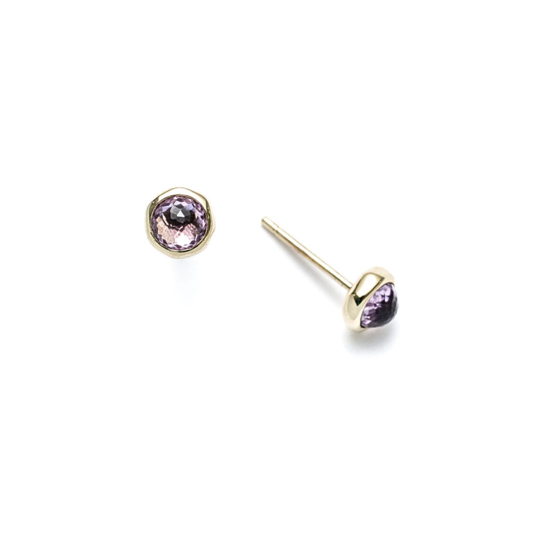 Amethyst Tiny Poolside Gold Stud Earrings