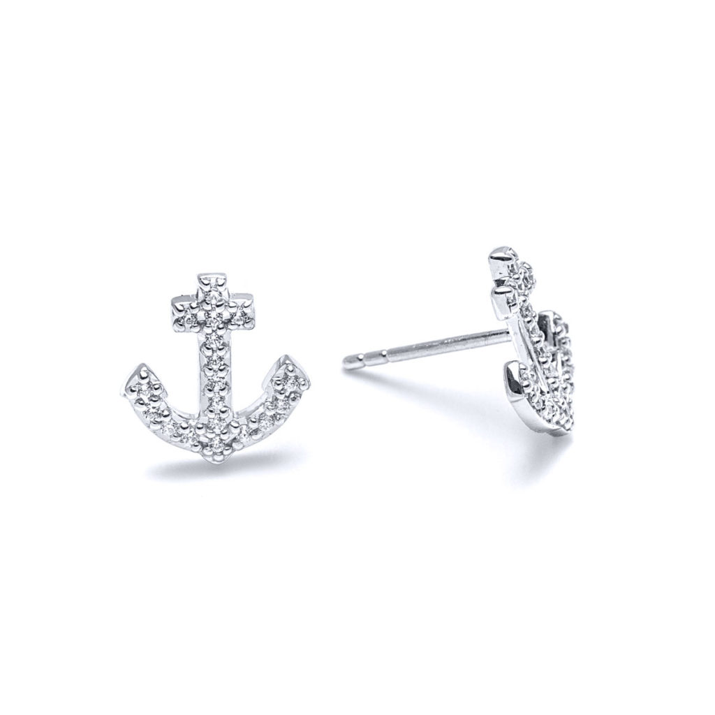 Radiant Anchor Stud Earrings in Sterling Silver Landing Company