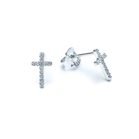 Classic Cross Pave Stud Earrings