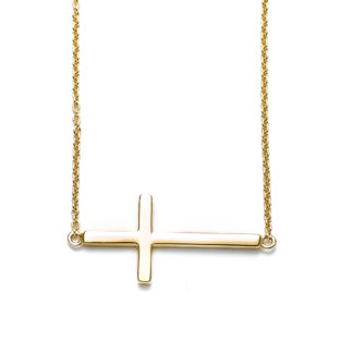 Sideways Cross Gold Necklace