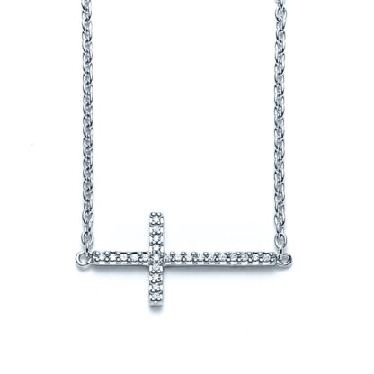 Sideways Cross Pave Necklace