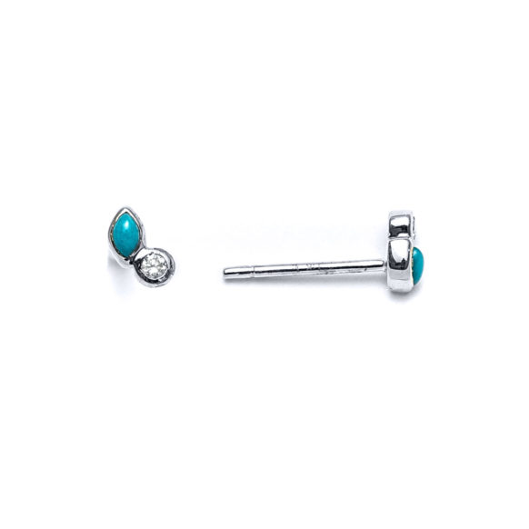 Marquise Turquoise & Diamond Stud Earrings