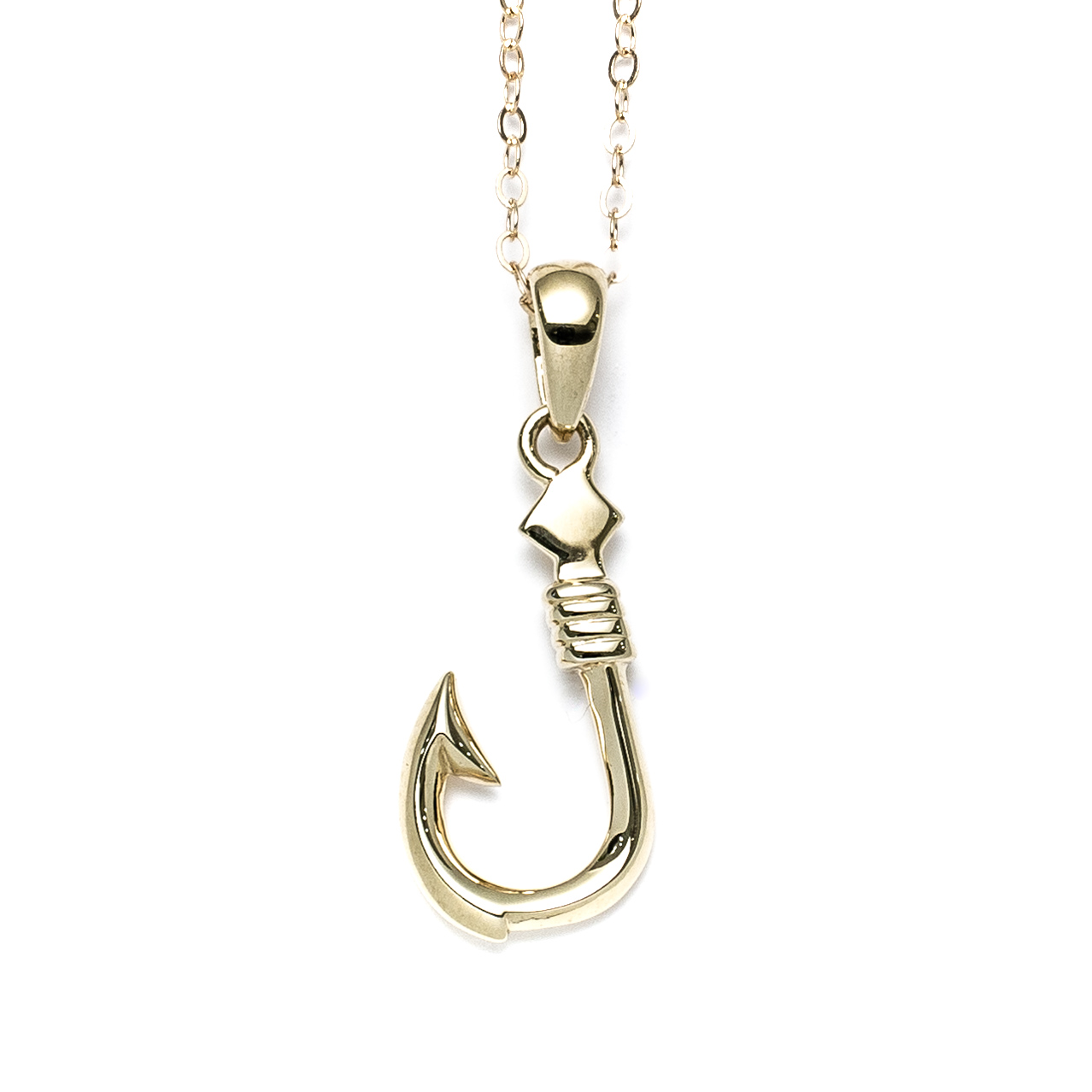 Island Fish Hook 14k Gold Necklace