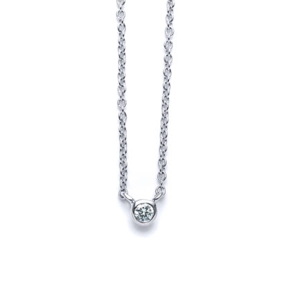 Micro Round Diamond Necklace in Silver