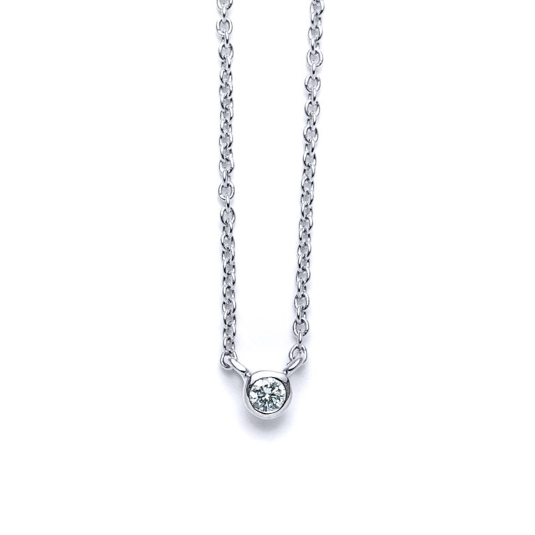 Micro Round Diamond Necklace in Silver