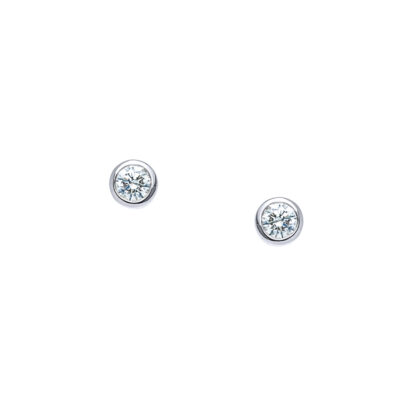 Small Round Diamond Stud Earrings in Silver