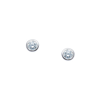 Round Diamond Stud Earrings in Silver