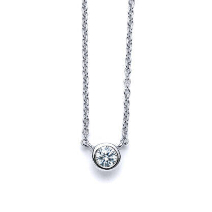 Round Diamond Necklace in Silver
