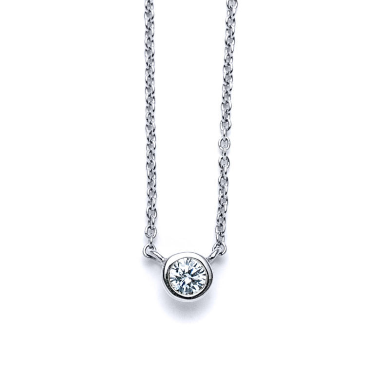 Round Diamond Necklace in Silver
