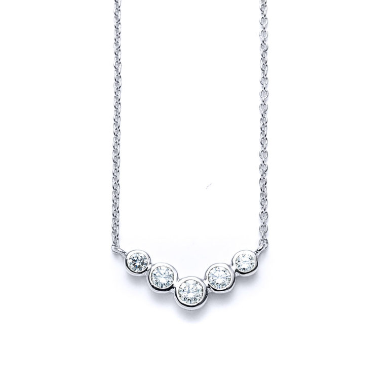 5-Stone Diamond Necklace in Silver
