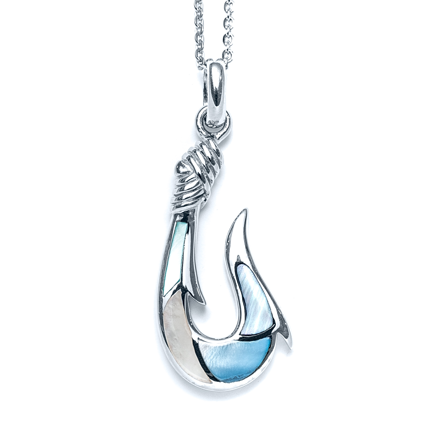 Capri Fish Hook Necklace in Sterling Silver - Landing Company