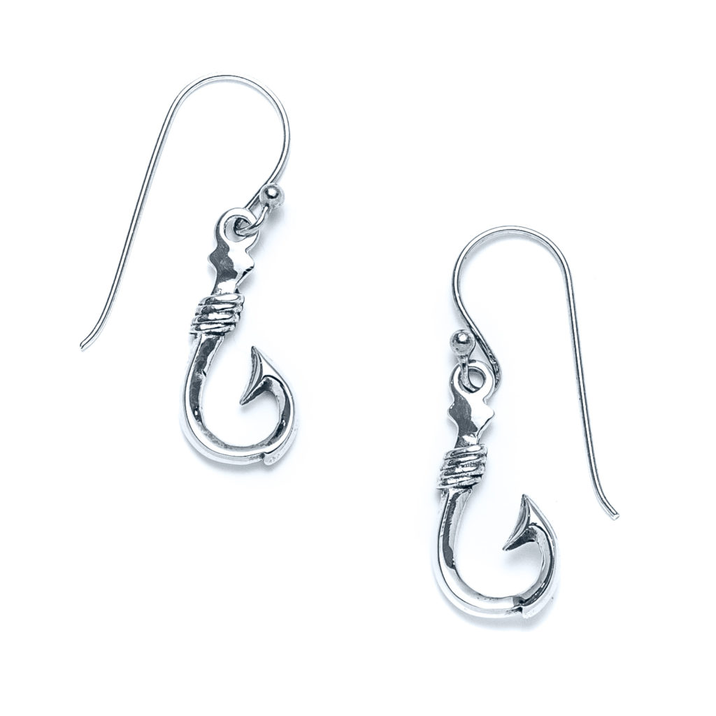 Island Fish Hook Earrings in Sterling Silver