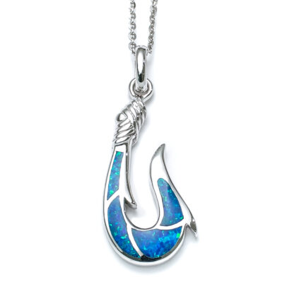 Blue Opal Tribal Fish Hook Necklace
