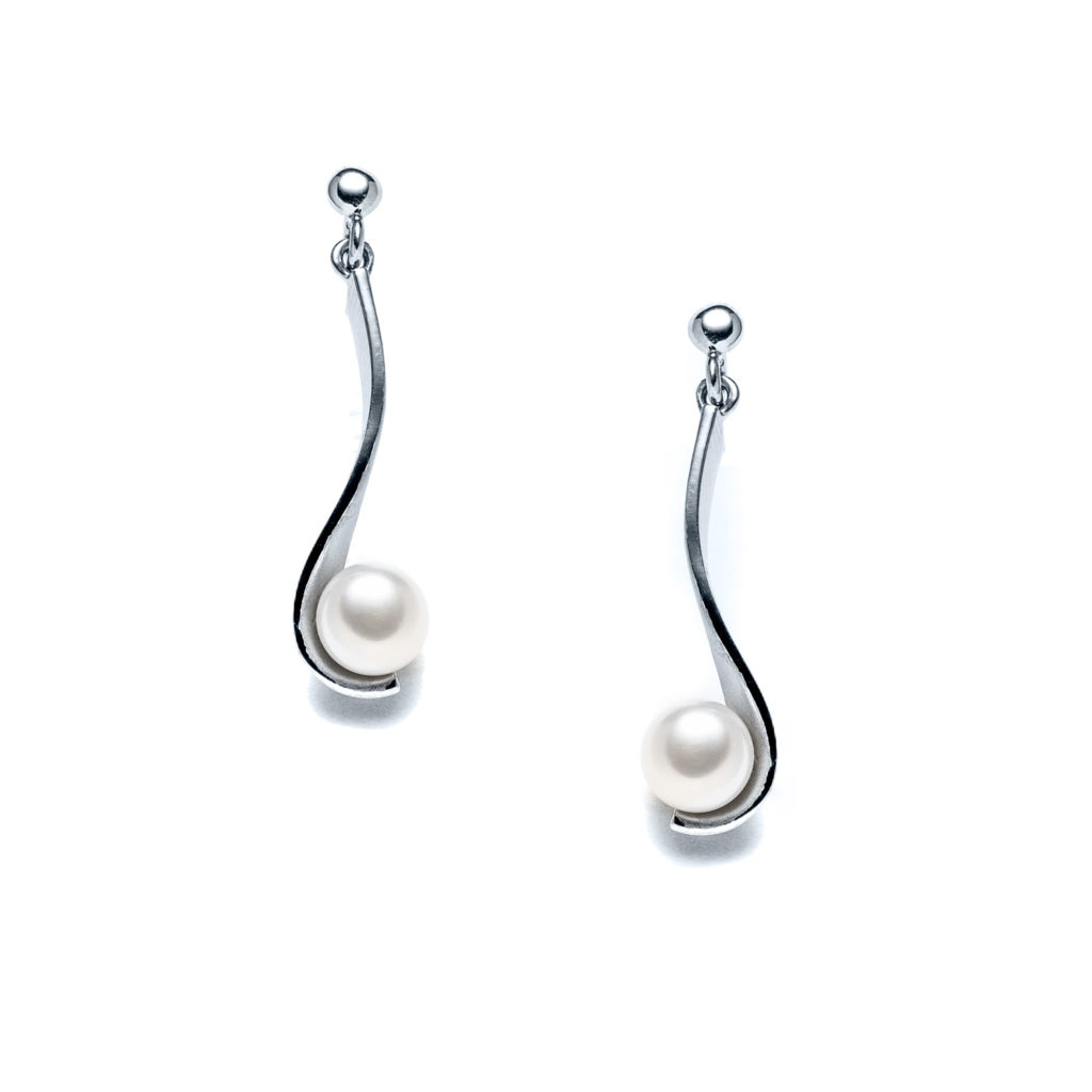 Pearl Brushed Earrings in Sterling Silver Landing Company