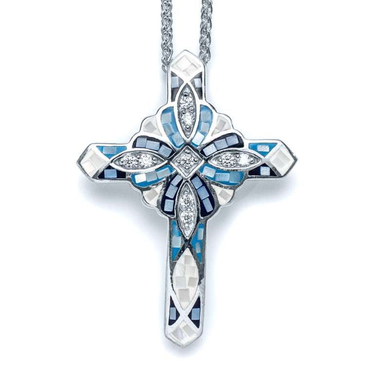 Mosaic Shell Capri Cross Necklace