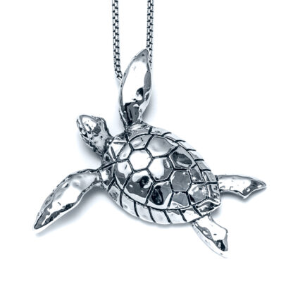 Large Hammered Sea Turtle Necklace