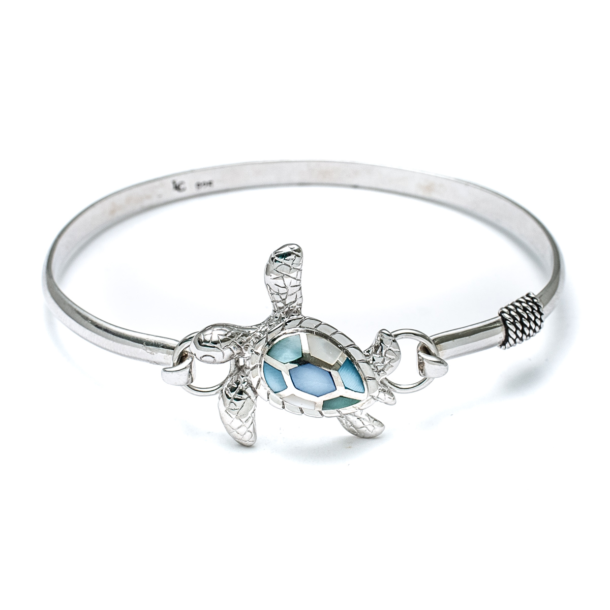 Capri Sideways Sea Turtle Treasure Bracelet in Sterling Silver