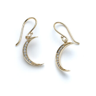 Starry Night Crescent Moon Gold & Diamond Earrings
