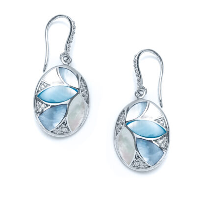 Capri Sparkling Sea Petal Oval Drop Earrings