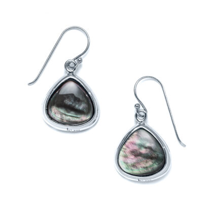 Dark Mother of Pearl Cabochon Small Earrings