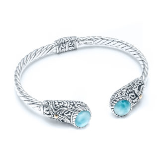 Larimar Starfish Cable Cuff Bracelet with 18k gold