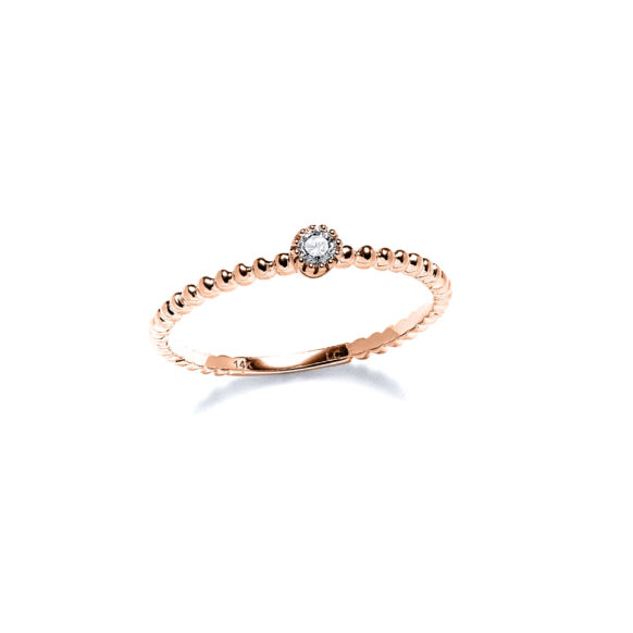 Beaded Diamond Ring in Rose Gold