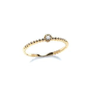 Beaded Diamond Ring in Yellow Gold