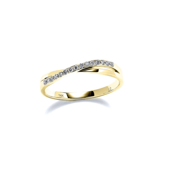 Mini Crossover Ring in Yellow Gold with Diamond