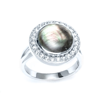 Dark Mother of Pearl Halo Ring