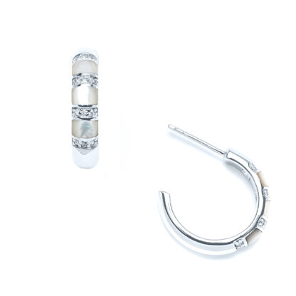 Mother of Pearl Sand Bar Huggie Stud Earrings
