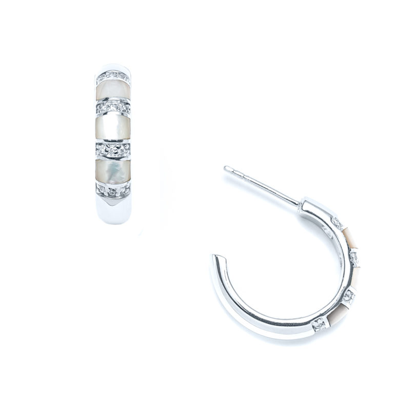 Mother of Pearl Sand Bar Hoop Earrings