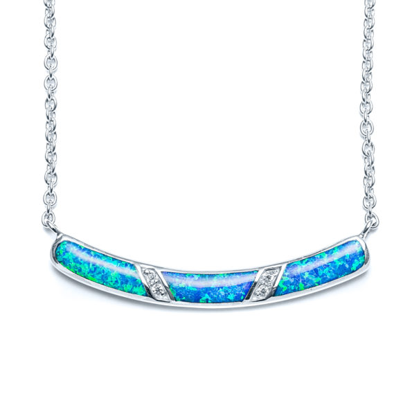Blue Opal Eclipse Bar Necklace in Sterling Silver - Landing Company