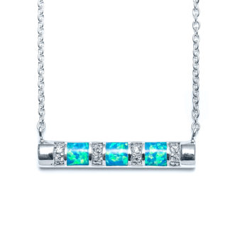 Blue Opal Sand Bar Necklace in Sterling Silver - Landing Company