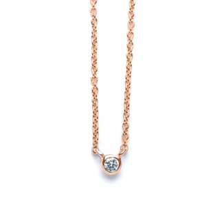 Micro Round Diamond Rose Gold Necklace