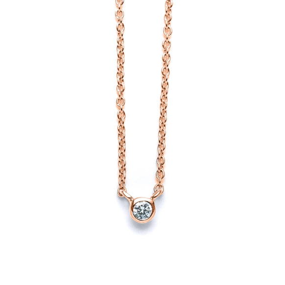 Micro Round Diamond Rose Gold Necklace