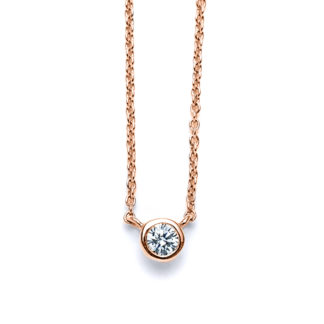 Round Diamond Necklace in Rose Gold