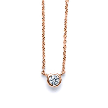 Round Diamond Necklace in Rose Gold