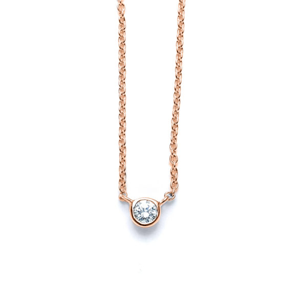 Small Round Diamond Necklace in Rose Gold