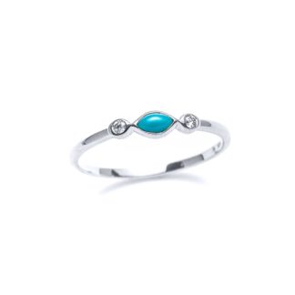 Turquoise and Diamond Ring in Silver