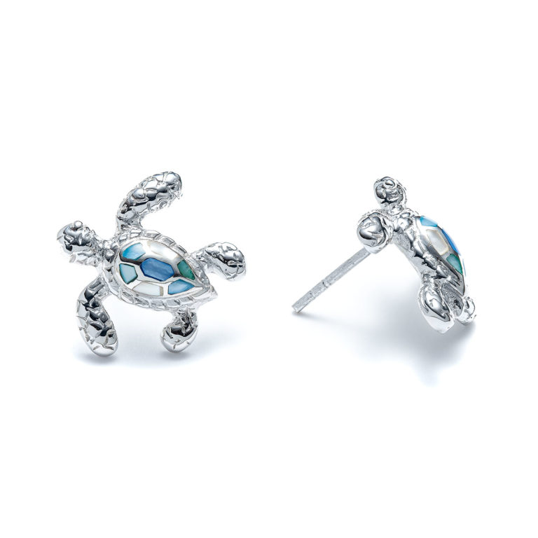 Capri Sideways Sea Turtle Stud Earrings