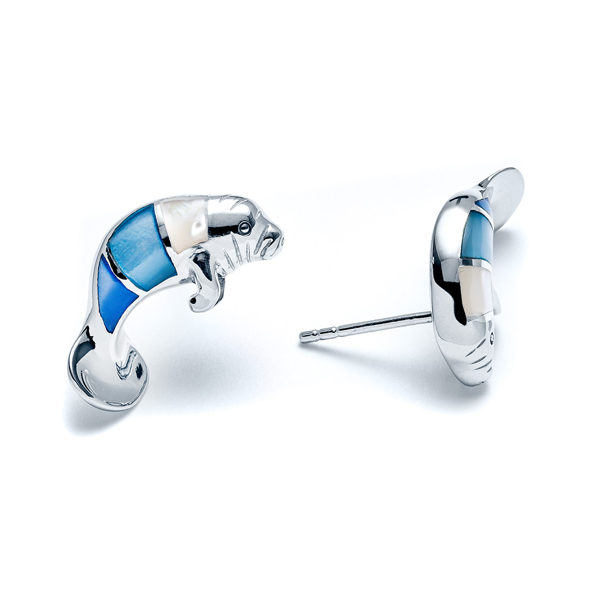 Capri Manatee Stud Earrings in Sterling Silver - Landing Company