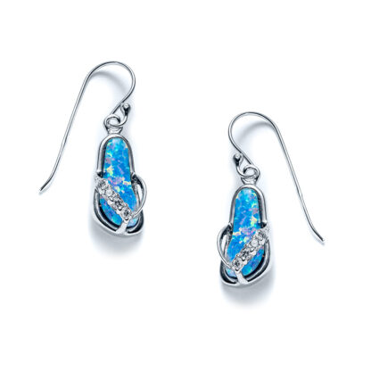 Iridescent Opal Flip Flop Drop Earrings