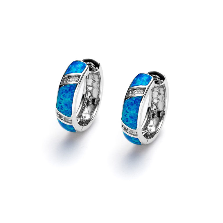 Blue Opal Eclipse Huggie Hoop Earrings
