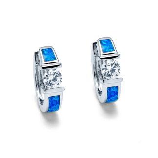 Blue Opal Shine Huggie Hoop Earrings