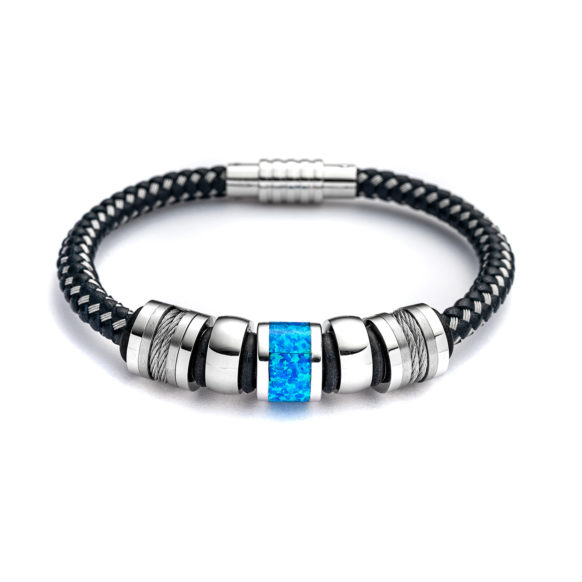 Men's Blue Opal Cable Bracelet