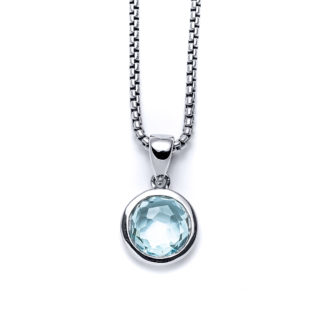 Sky Blue Topaz Round Necklace