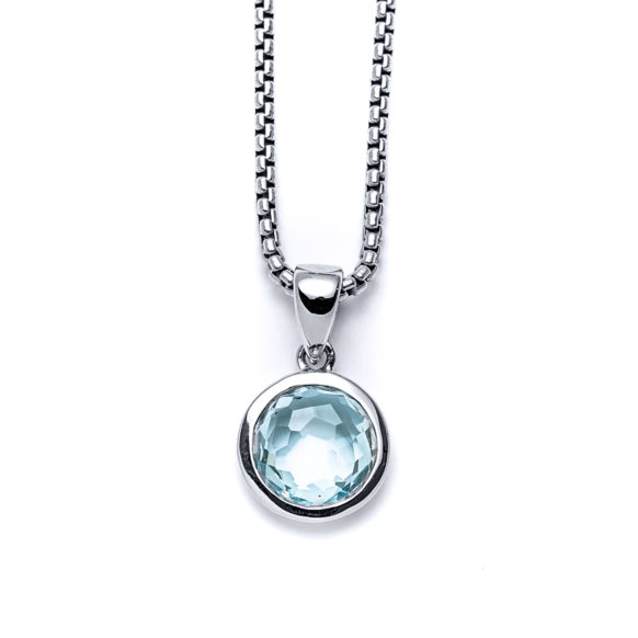 Sky Blue Topaz Round Necklace