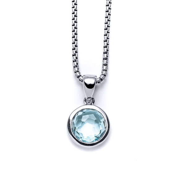 Sky Blue Topaz Round Necklace